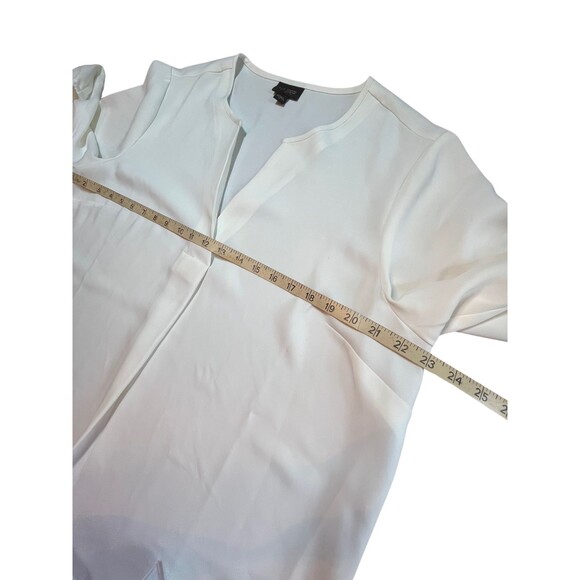 J Jill Wearever Tunic Top White V-Neck Long Sleeve Side Vents Flowy Career L - Picture 6 of 15